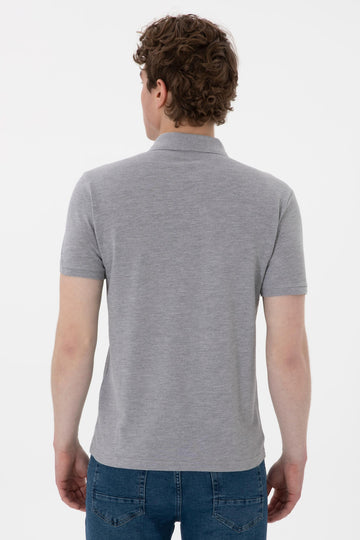 USPA Polo Shirt Men  Grey Melange VR086 USPOM289 Single Color Horse US Polo Assn.